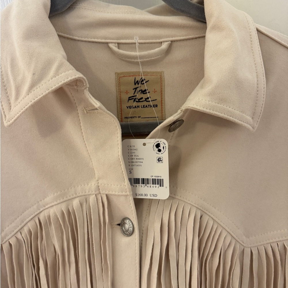 We The Free Cream Leather Fringe Jacket - Picture 3 of 8